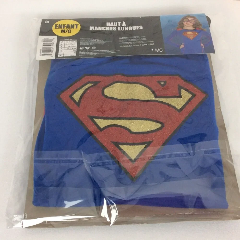 DC Superhero Girls Supergirl Costume Halloween Child's Size M/L Long Sleeve Top